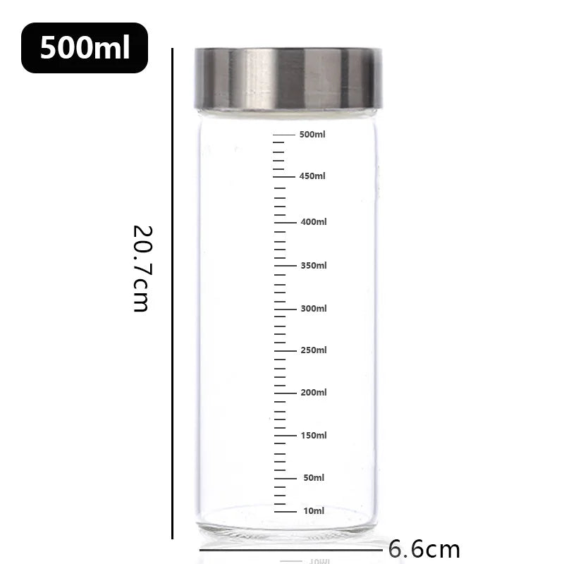 100-500ml Glass Storage Cup Portable Seal Thickening High Borosilicate Thermostability Liquid Storage Cup Scale Sealed Jar Oasis Select 500ml