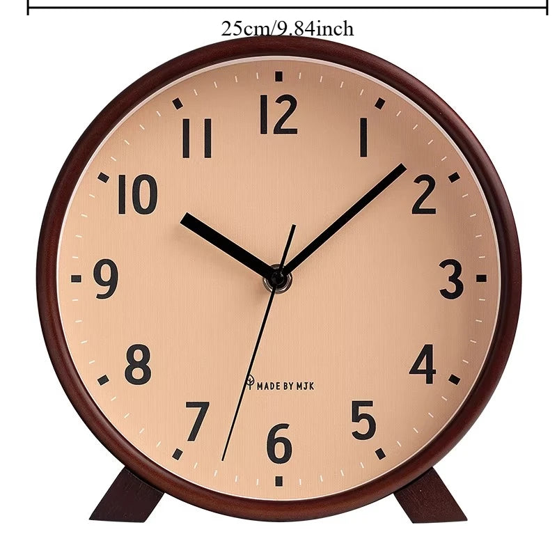 Solid Wood Chinese Retro Clock New Desktop Decoration Living Room Silent Clock Placement Decoration Retro Clock Oasis Select 10inch light coffee