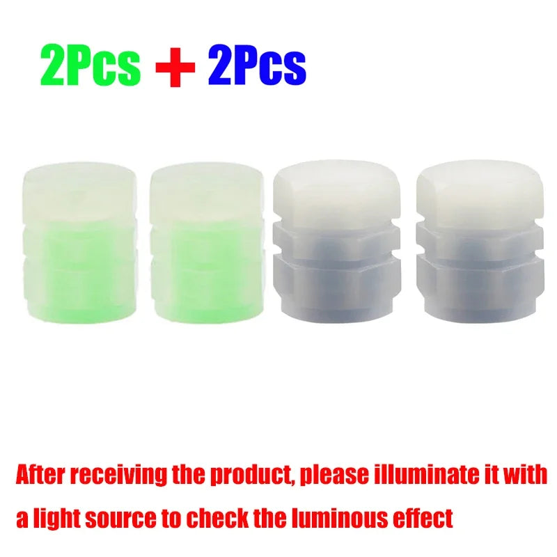 Blue Luminous Valve Cap Plastic ABS Luminous Tire Valve Cover Tires Accessories Tyre Stem Covers Applicable Car Motorcycle Bike Oasis Select Blue Green -4Pcs