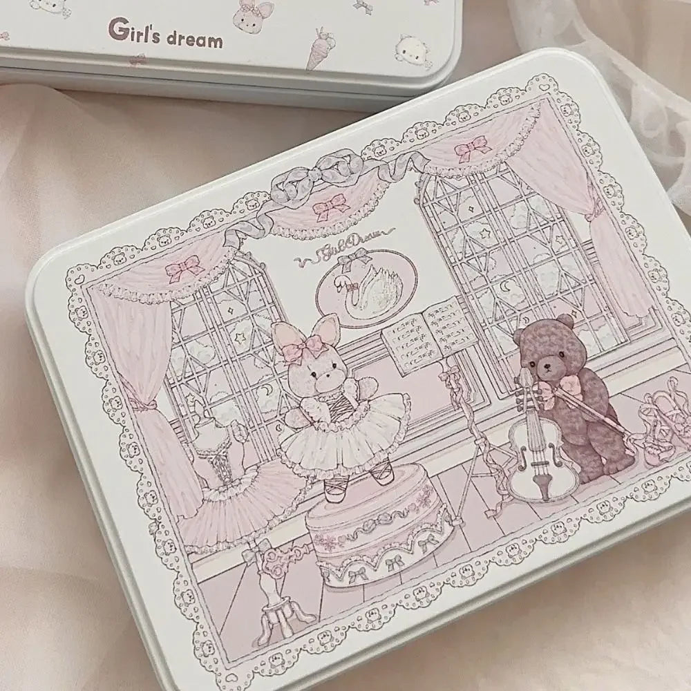 Cartoon Iron Storage Box Big Capacity Small Card Storage Box Desktop Storage School Stationery Kpop Photocards Oasis Select bear1