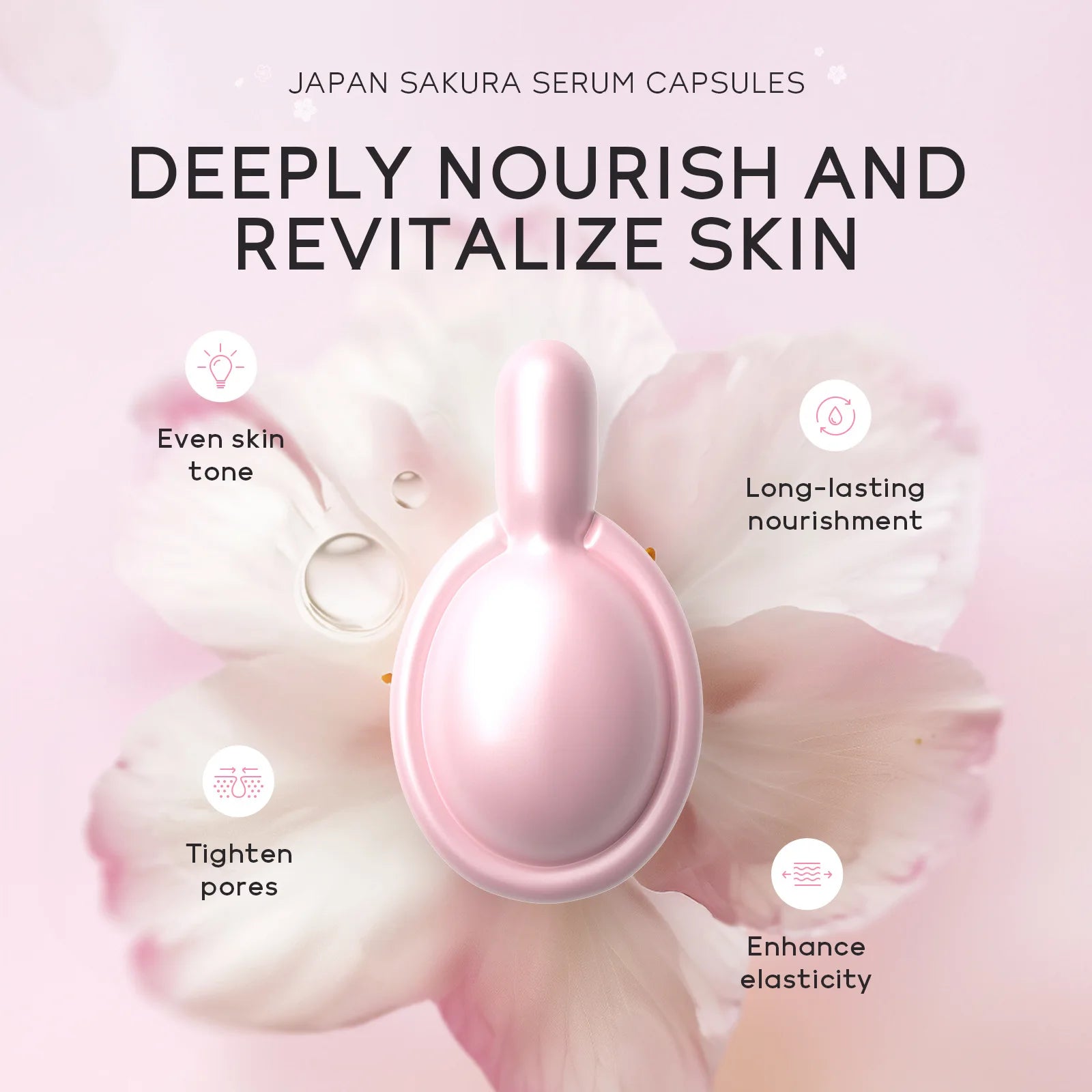LAIKOU Sakura Capsule Face Serum – Brightening Anti-Wrinkle Face Serum Capsules Oasis Select
