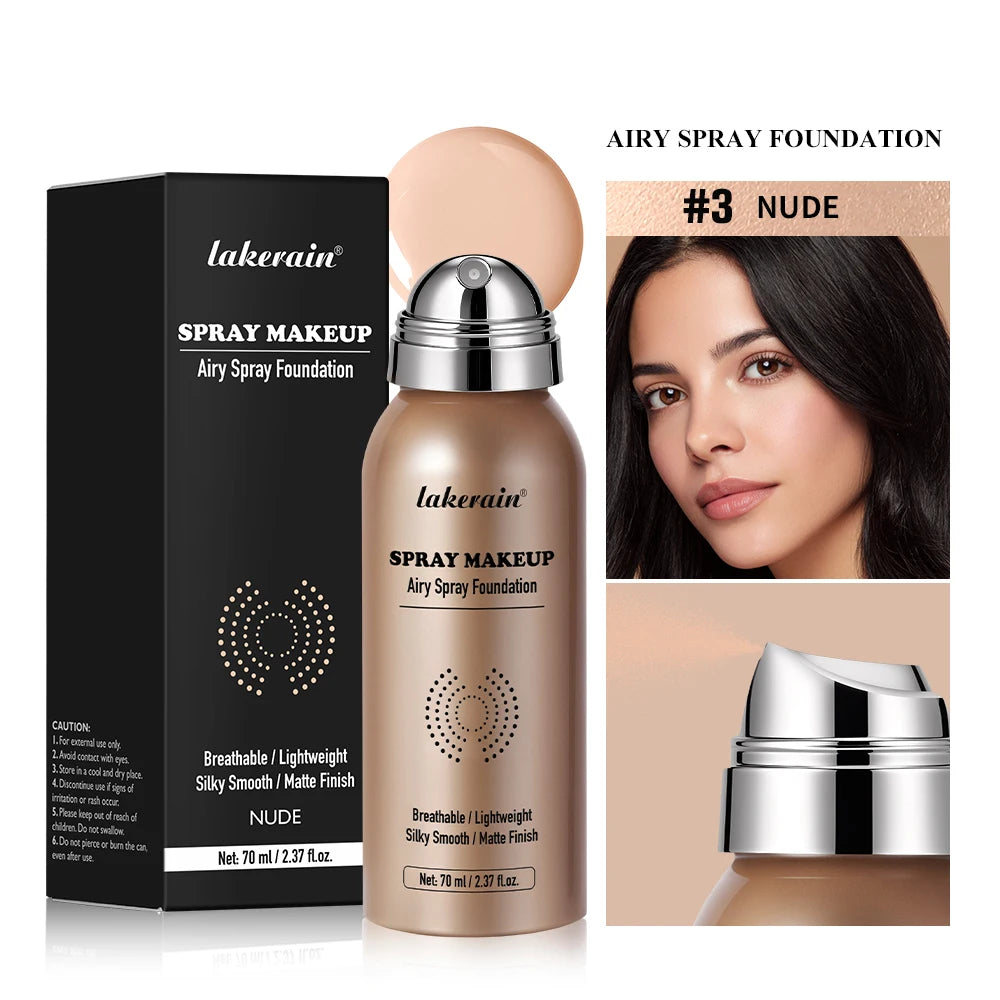 70ml Spray Foundation Magic Airbrush Makeup Silky Mist Lightweight Long Lasting Oil Control Cover Matte Smooth Finish Cosmetic Oasis Select 3