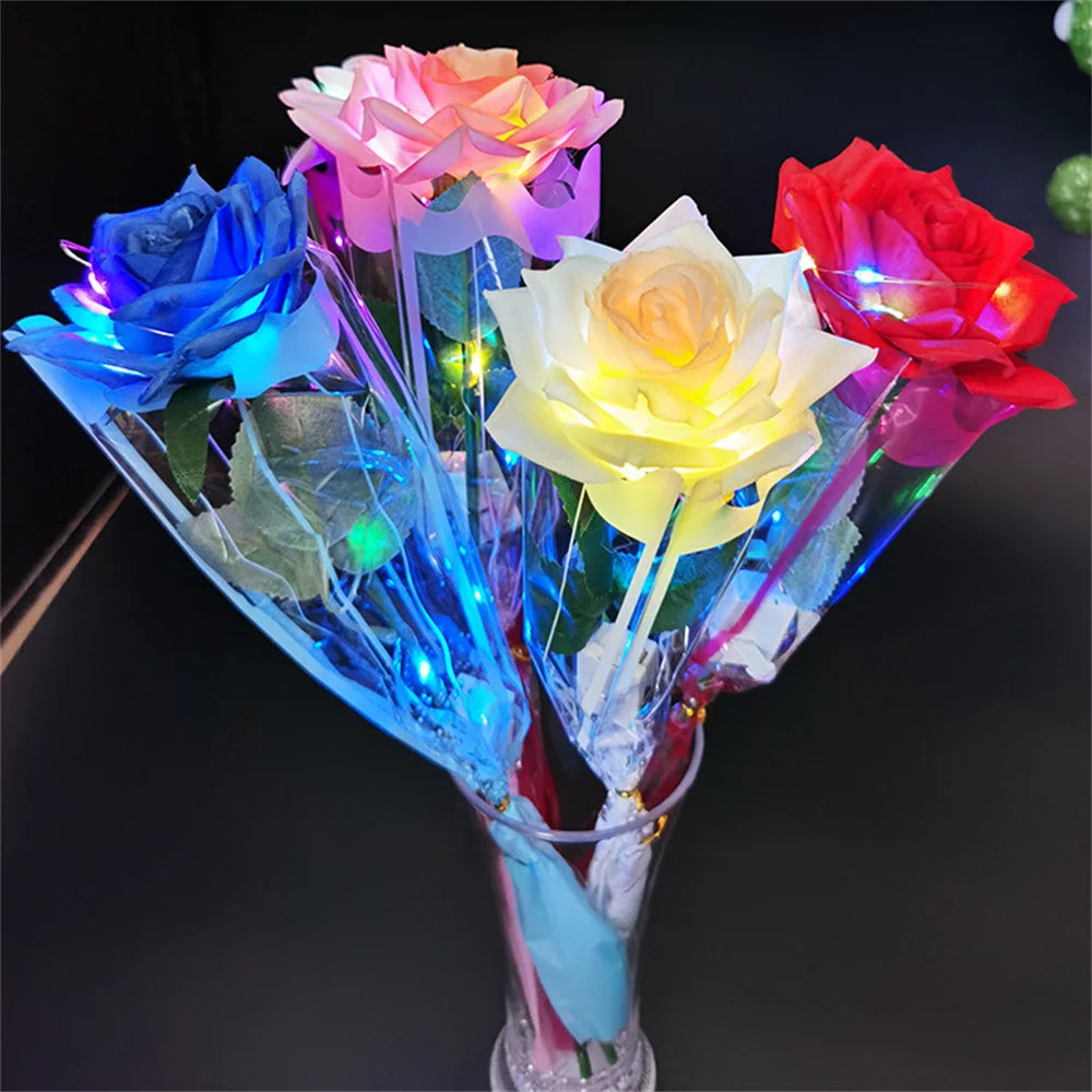 LED Glowing Rose Simulation Flower With String Lights For Christmas Anniversary Birthday Valentine's Day Gift Artificial Flower Oasis Select