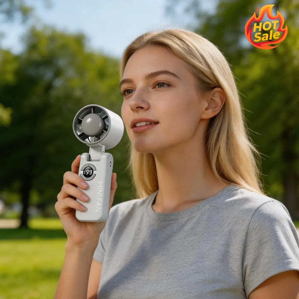 Portable Electric Fan Digital Display Foldable Silent Fans 199 Speed Adjustable Powerful Air Blower for Outdoor Travel Commute Oasis Select
