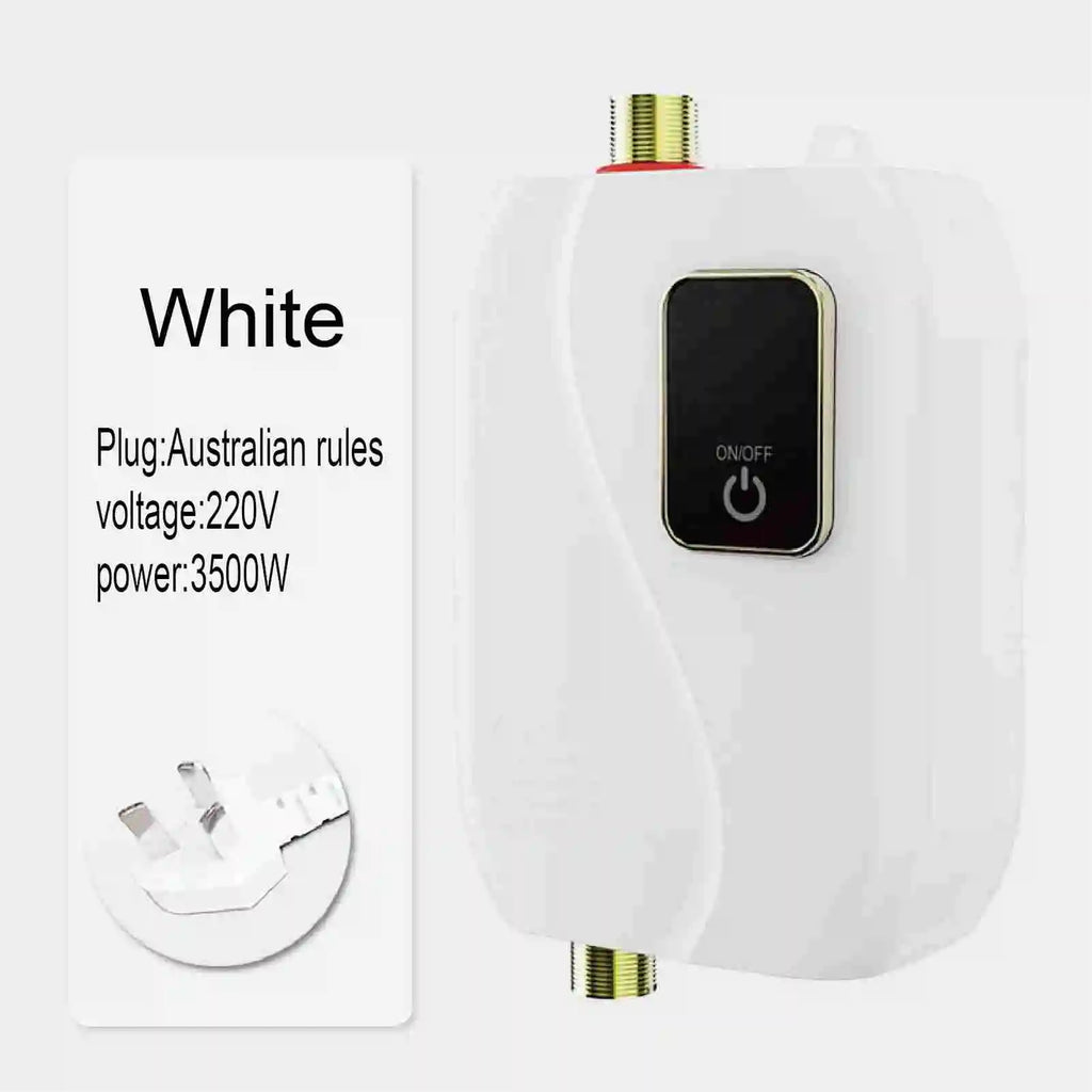Instant Water Heater 220V 3500W Mini Electric Tankless Hot Water Heater Bathroom Kitchen Washing with LCD Display for Shower Oasis Select AU