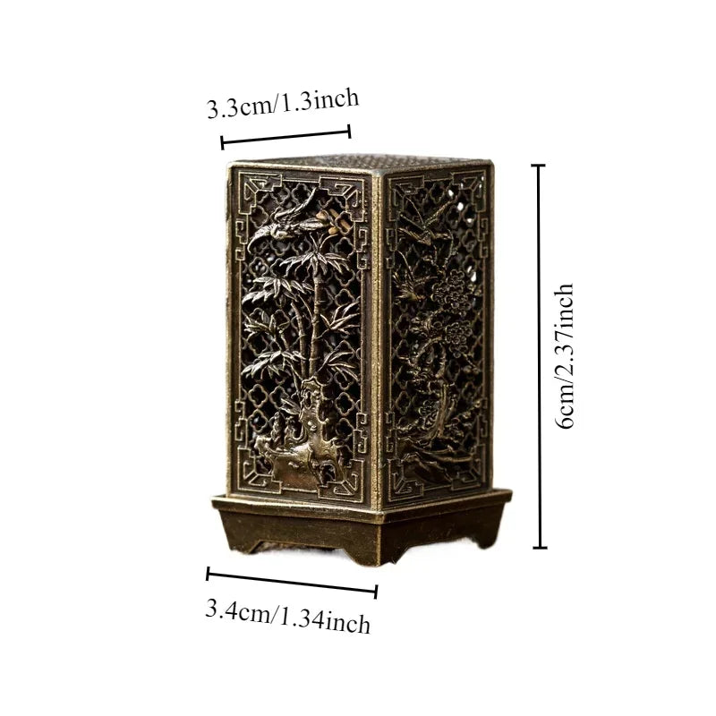 Square Vertical Incense Burner Small Xiangyun Alloy Incense Holder Indoor Aromatherapy Home Ornament Chinese Plum Inense Burners Oasis Select