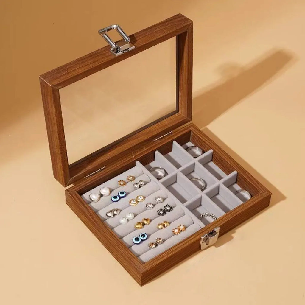 1pc,Vintage jewelry storage box, covered jewelry box, ring box, earrings, bracelets, necklaces solid wood display box Oasis Select