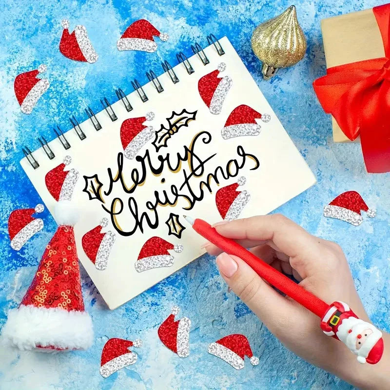 200-500pcs Christmas Stickers Christmas Tree Santa Hat Self-Adhesive Gift Tags PVC Gift Wrapping Seals Decals Party Decorations Oasis Select