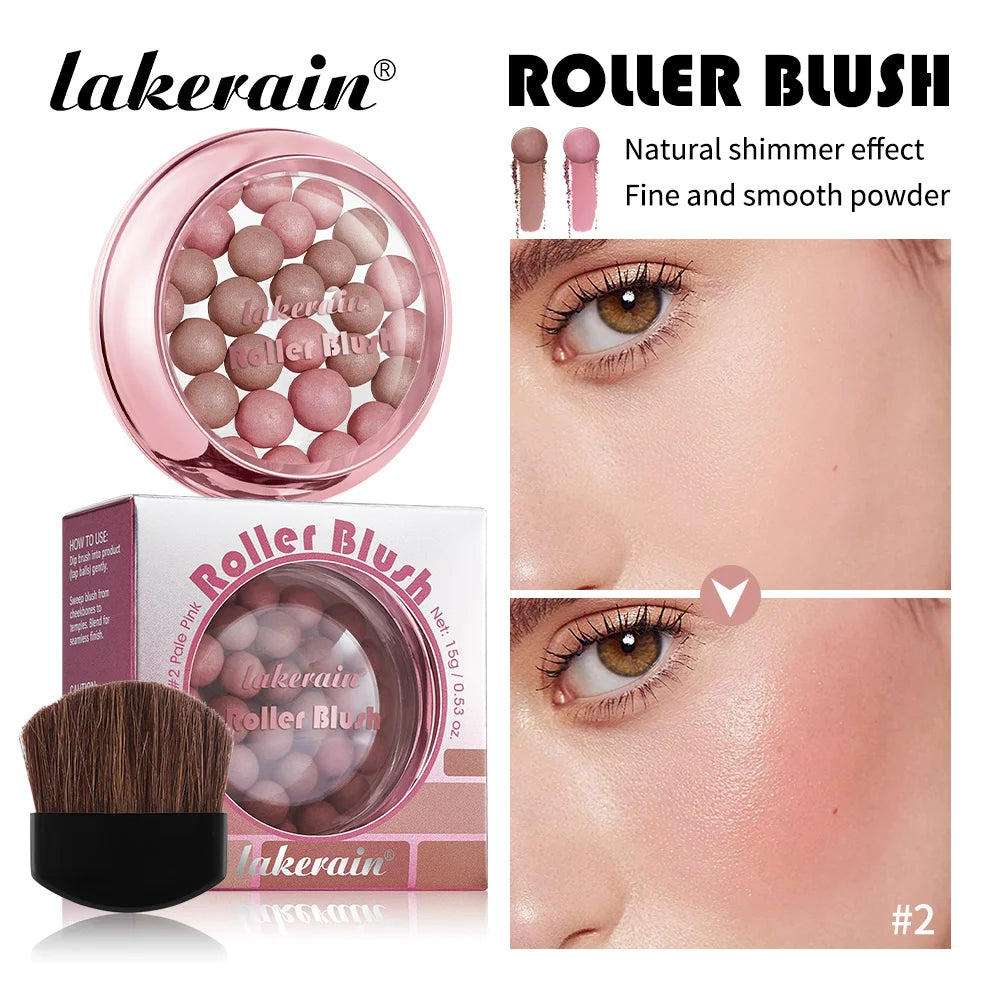 Lakerain Roller Blush Long-lasting Holding Natural Makeup Spherical Appearance Design Powdery Texture Pearlescent Effect Blush Oasis Select
