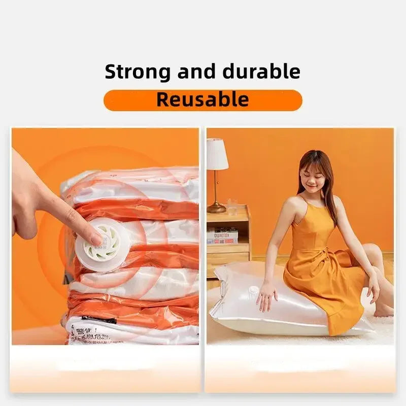 Reusable Compression Empty Bag Sealer Clothes Travel Packing Organizer Vacuum Large Plastic Storage Bags Storing Clothes Blanket Oasis Select