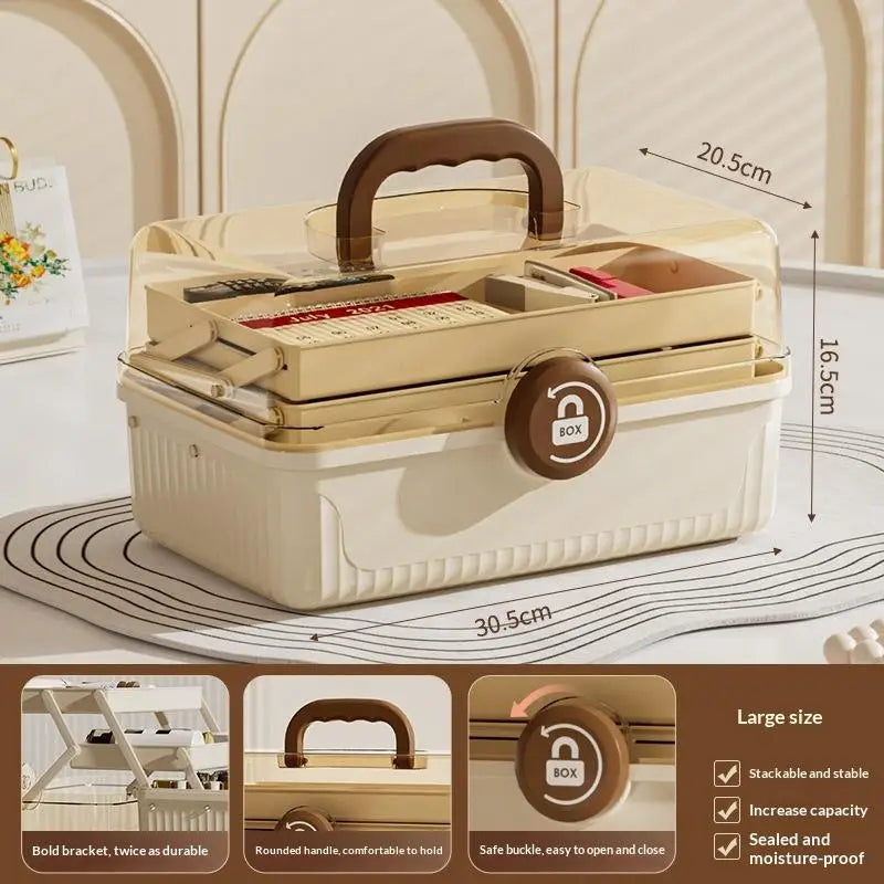 3-Tier Foldable Medicine Organizer | Portable First Aid Box