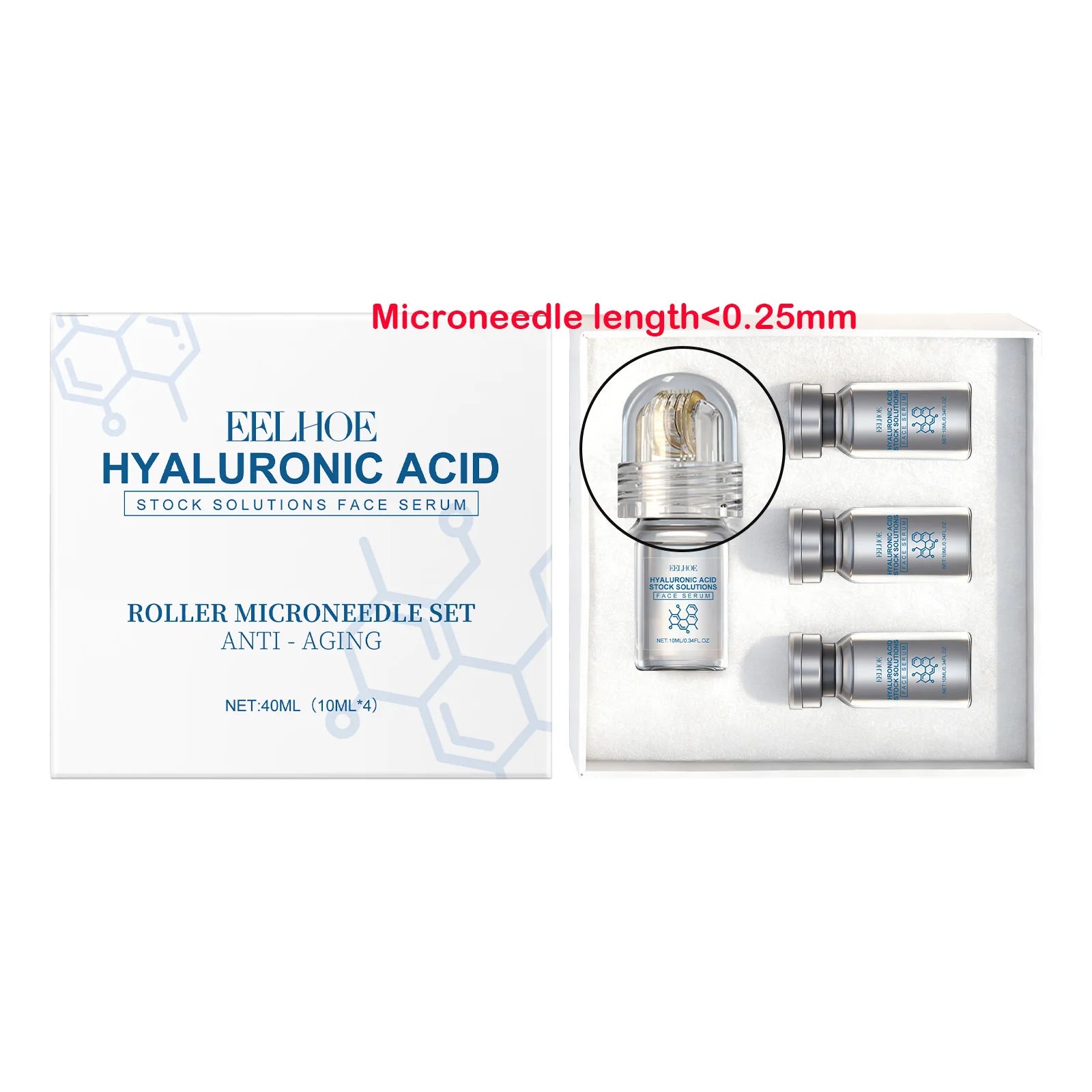 Hyaluronic Acid Stock Solutions Face Serum with Roller Microneedle Set Moisturizing Anti-Wrinkle Facial Serum Smoothing Refresh Oasis Select