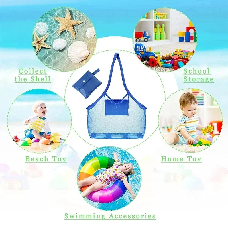 1pc Multicolor Large Mesh Beach Bag, Sand-Away Portable Tote With Convenient Hanging Hole, Breathable Foldable Storage For Toys Oasis Select