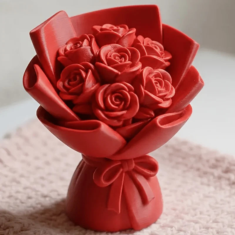 3D Rose Bouquet Ornament Romantic Flower Craft Multi-scene Decor for Desk Bookshelf Bedside Table Sweet Valentine's Day Gift Oasis Select