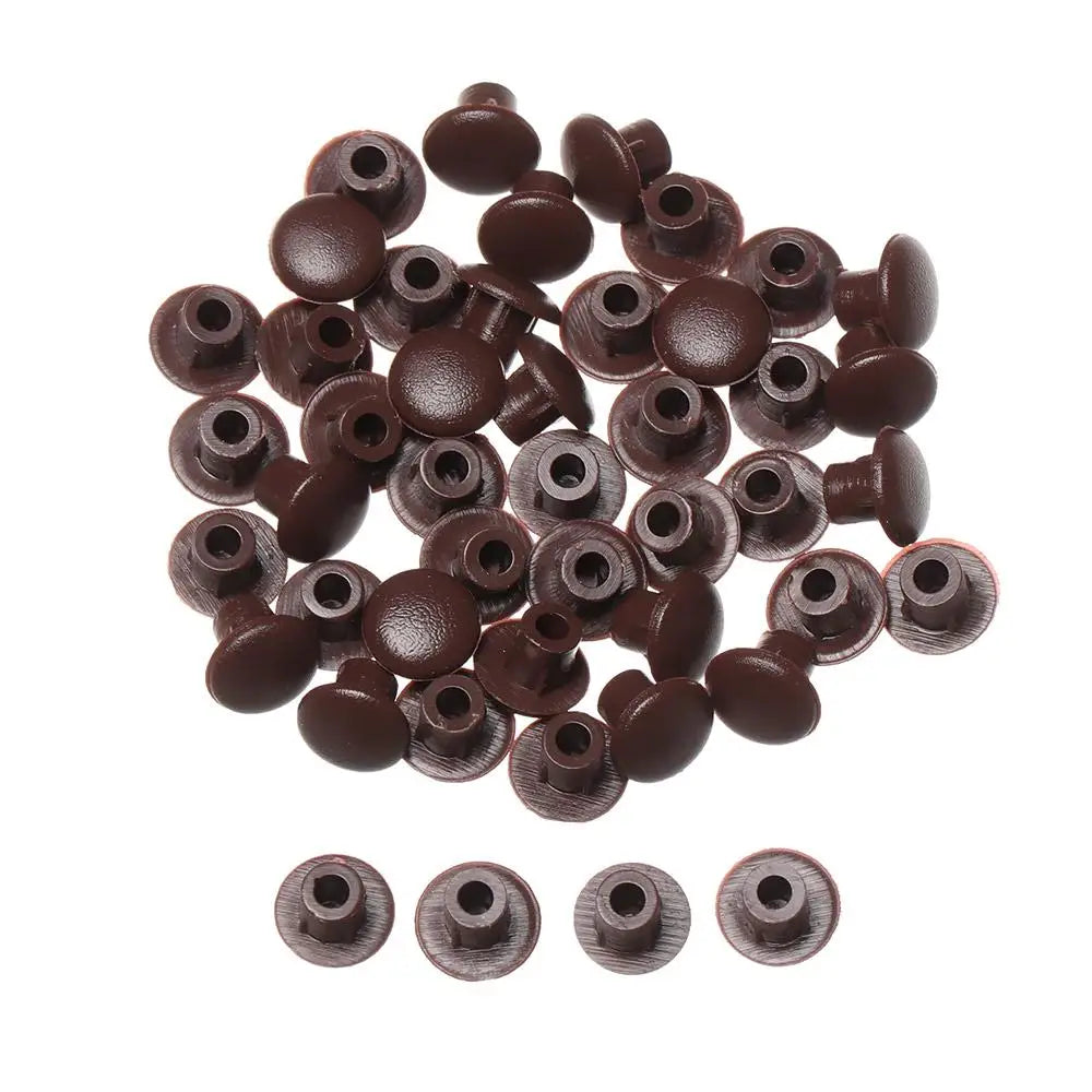 50Pcs Practical Exterior Hole Ornament Hardware Screw Decor Furniture Hole Covers Protective Cap Dust Plug Stopper Oasis Select 5mm-dark brown