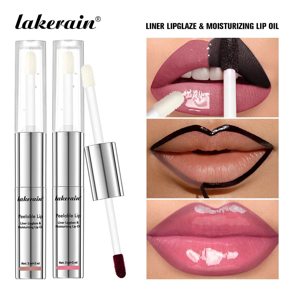 2 IN 1 Doublw-Ended Peel Off Lip Liner & Lip Oil Waterproof Matte Nourishing Smudge Proof Lipstick Long Lasting Cosmetics Makeup Oasis Select