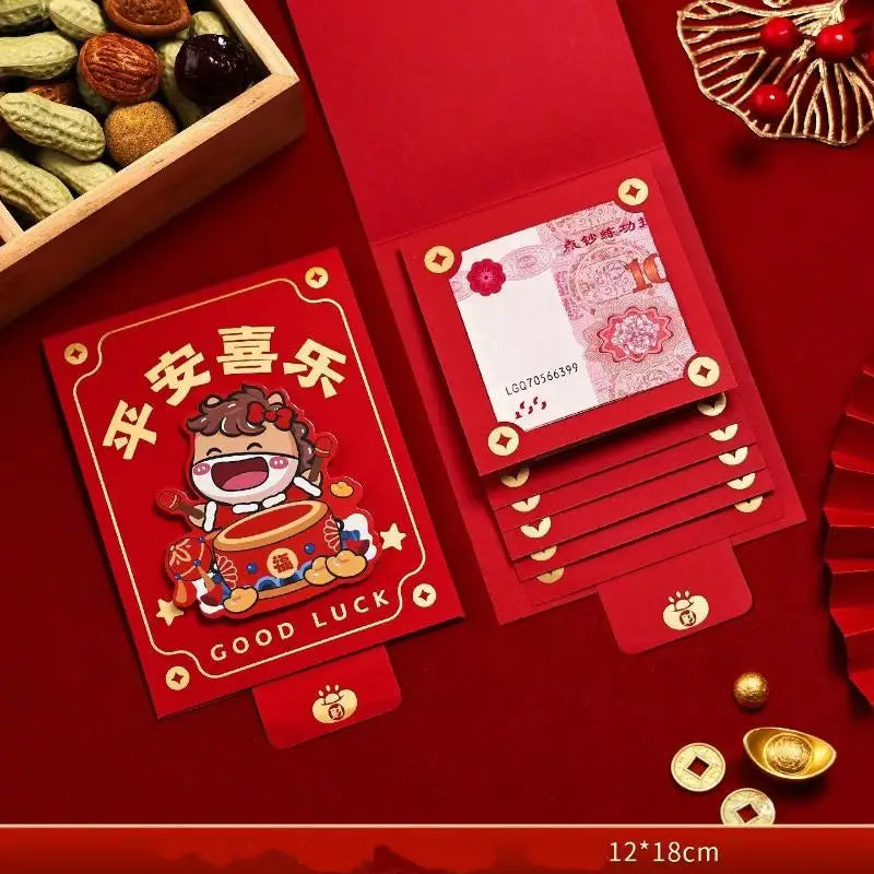 2026 New Year's Red Envelope Best Good Luck In Year Of The Horse Creative Durable Pulling Red Envelopes 6/10 Slots 1Pcs Oasis Select A3