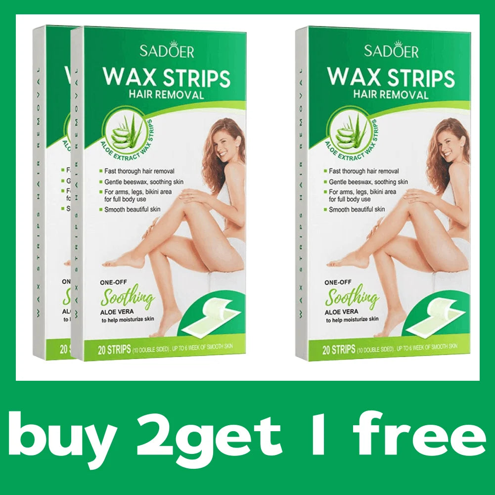 20PCS Gentle Aloe Vera Fast Hair Removal Wax Strips Waxing Wipe Sticker Professional Facial Body Leg Lip Hairs Remove Wax Paper Oasis Select B