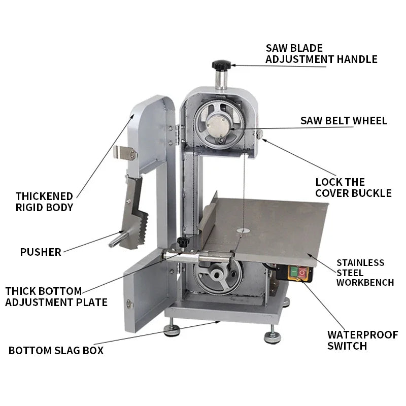 Electric Bone Saw Machine 750W Desktop Stainless Meat Cutter