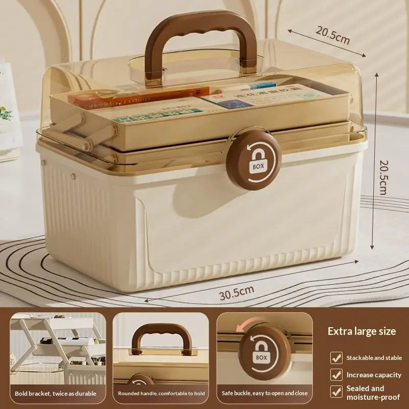 3-Tier Foldable Medicine Organizer | Portable First Aid Box