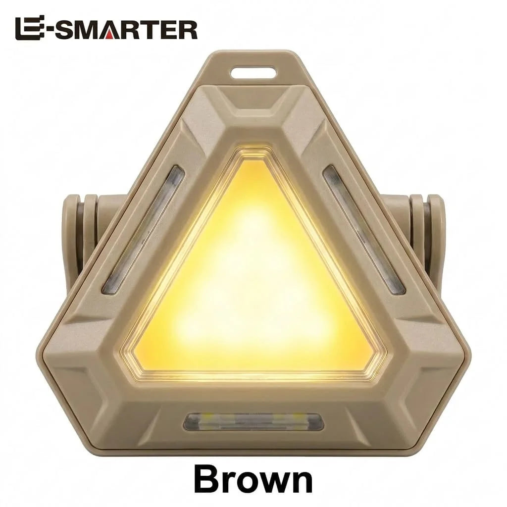Multi-Functional Triangle Warning Flashlight with Red Blue Light, Magnetic Rechargeable Portable Camping Lamp for Outdoor Use Oasis Select JB2699 brown