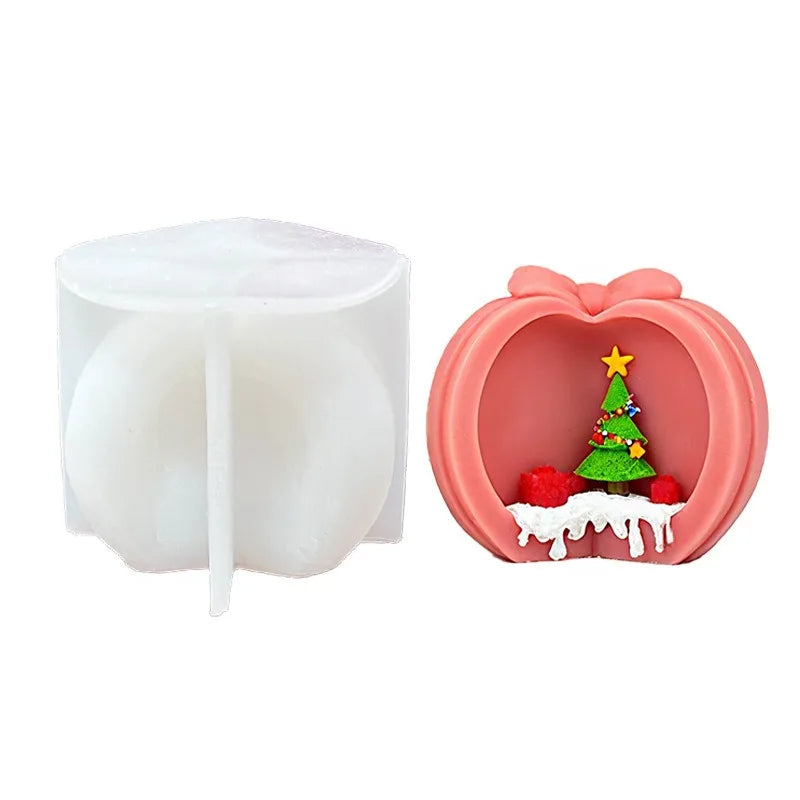 3D Apple Christmas Tree Silicone Wax Candle Mold DIY Christmas Apple Aromatherapy Gypsum Dropping Resin Home Decoration Gift Oasis Select