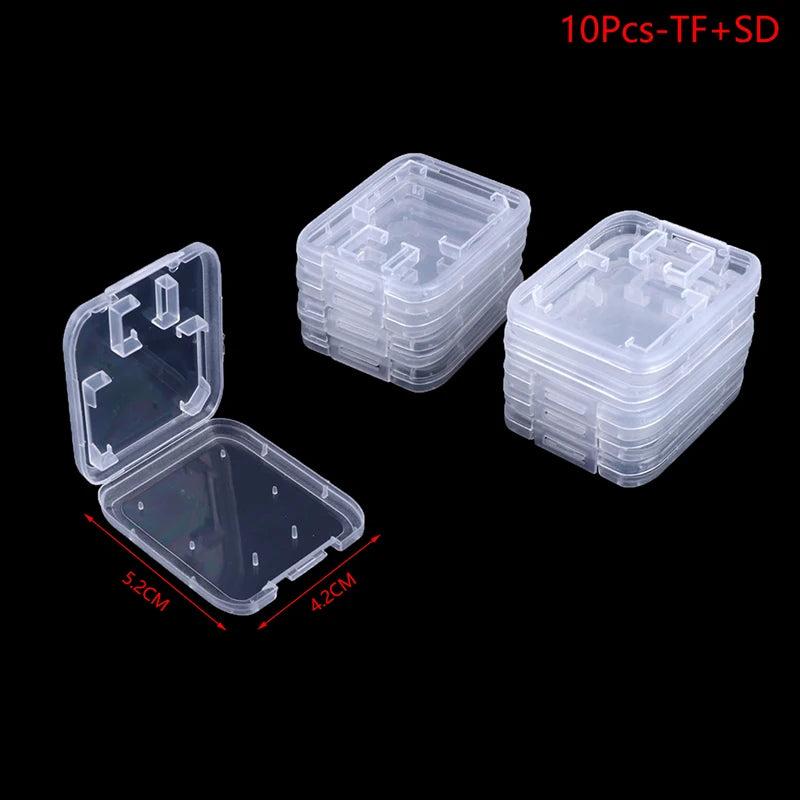 10-Pack Clear Memory Card Cases – SD, TF & CF Storage