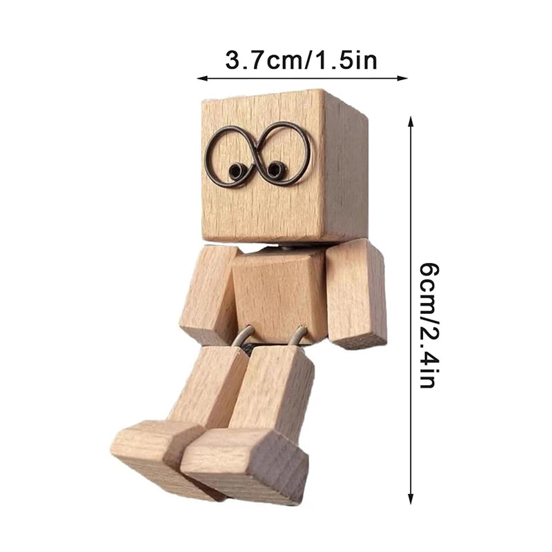 Shaking Wooden Man Figurine, Charming Little Wooden Figure That Sways With 12PCS Magnetic Expressions Oasis Select