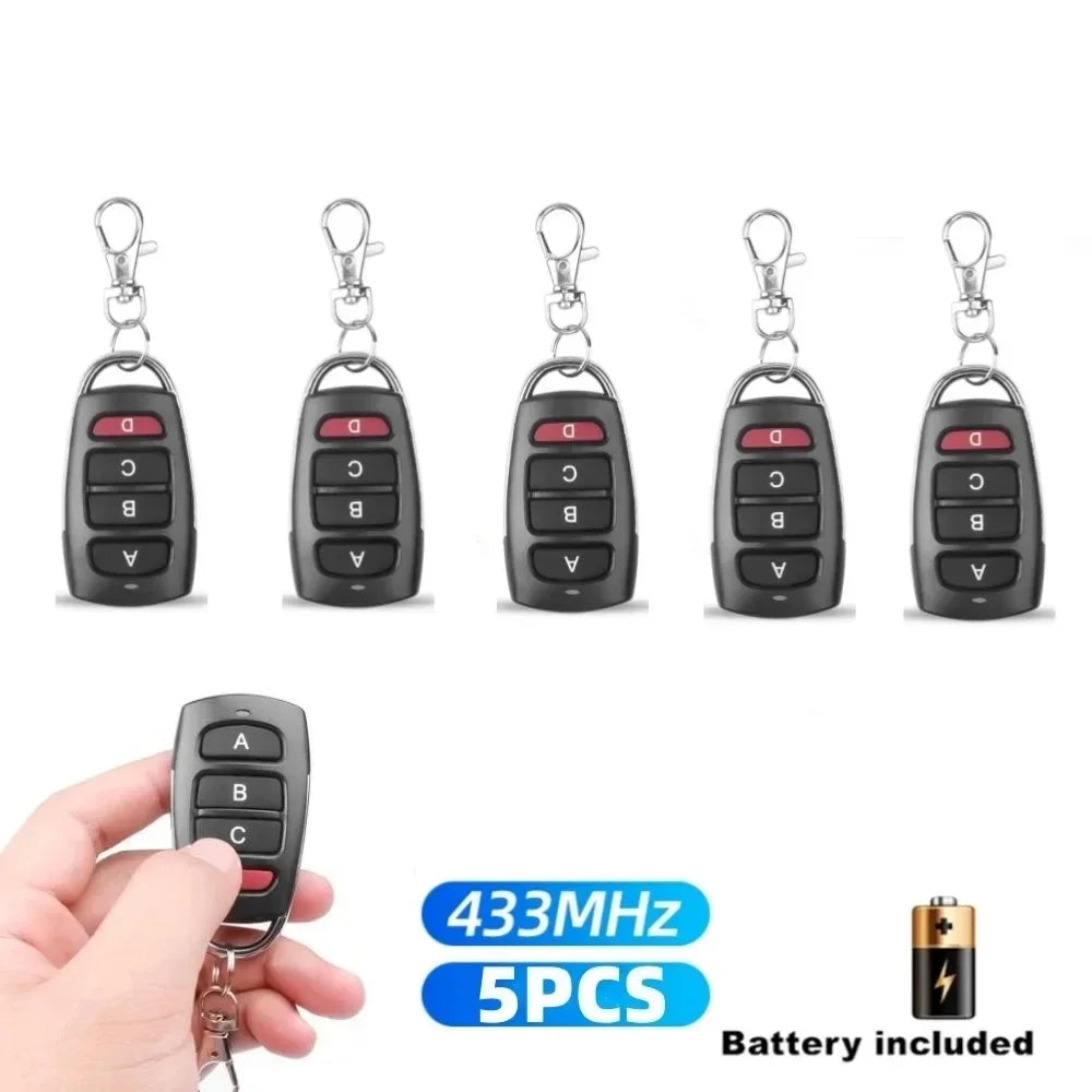 10/5pcs Wireless RF 433mhz Remote Control Copy Code Garage Door Gate Duplicator 433 Mhz Key Remote Opener Oasis Select 5PCS ABCD Key
