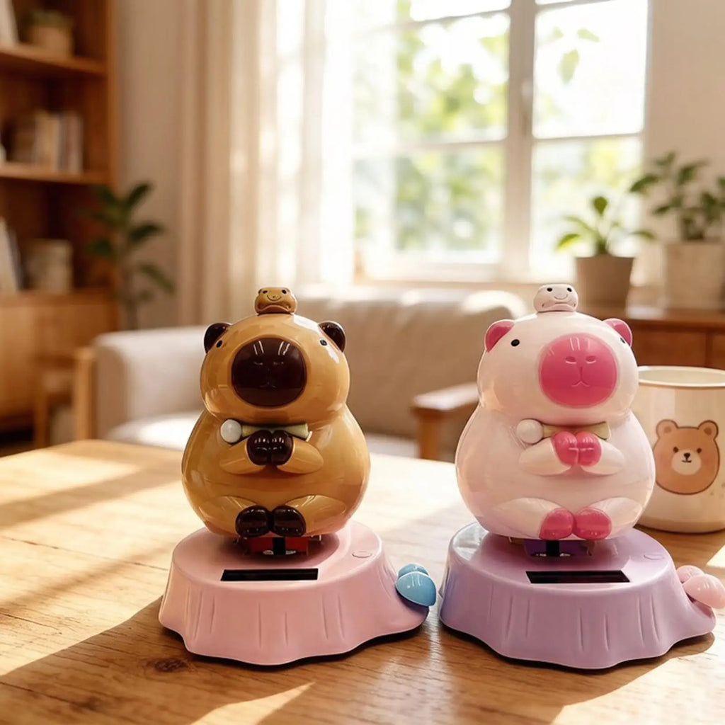 1PC Solar Powered Swinging Capybara Figurines Shaking Head Dashboard Dancing Figures Car Dashboard Decorative Ornaments ﻿ Oasis Select