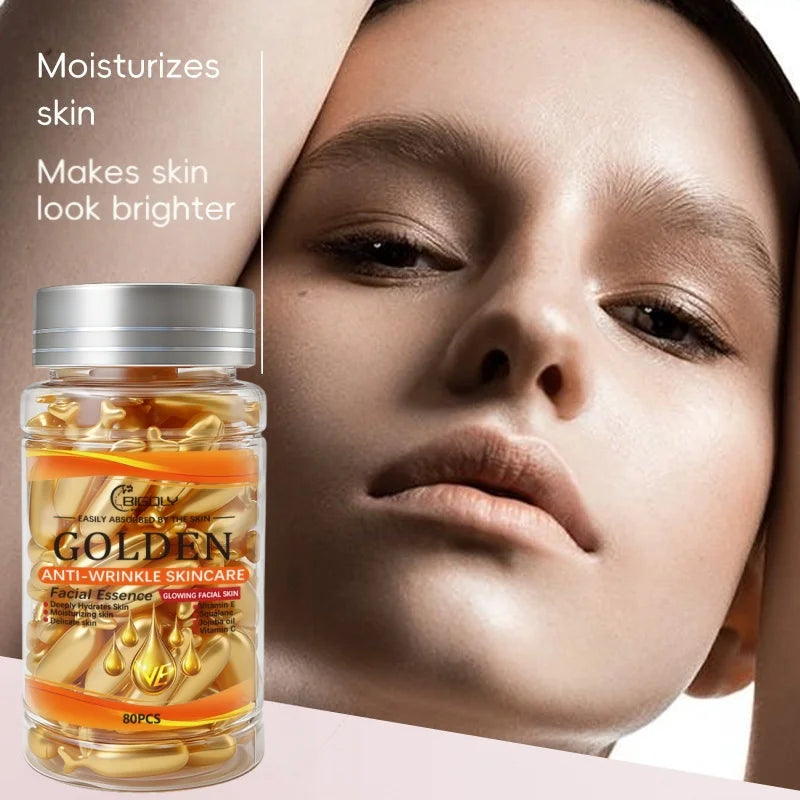 80 Facial Serum Capsules – Vitamin C, E & Squalane Anti-Wrinkle Face Serum Capsules Oasis Select