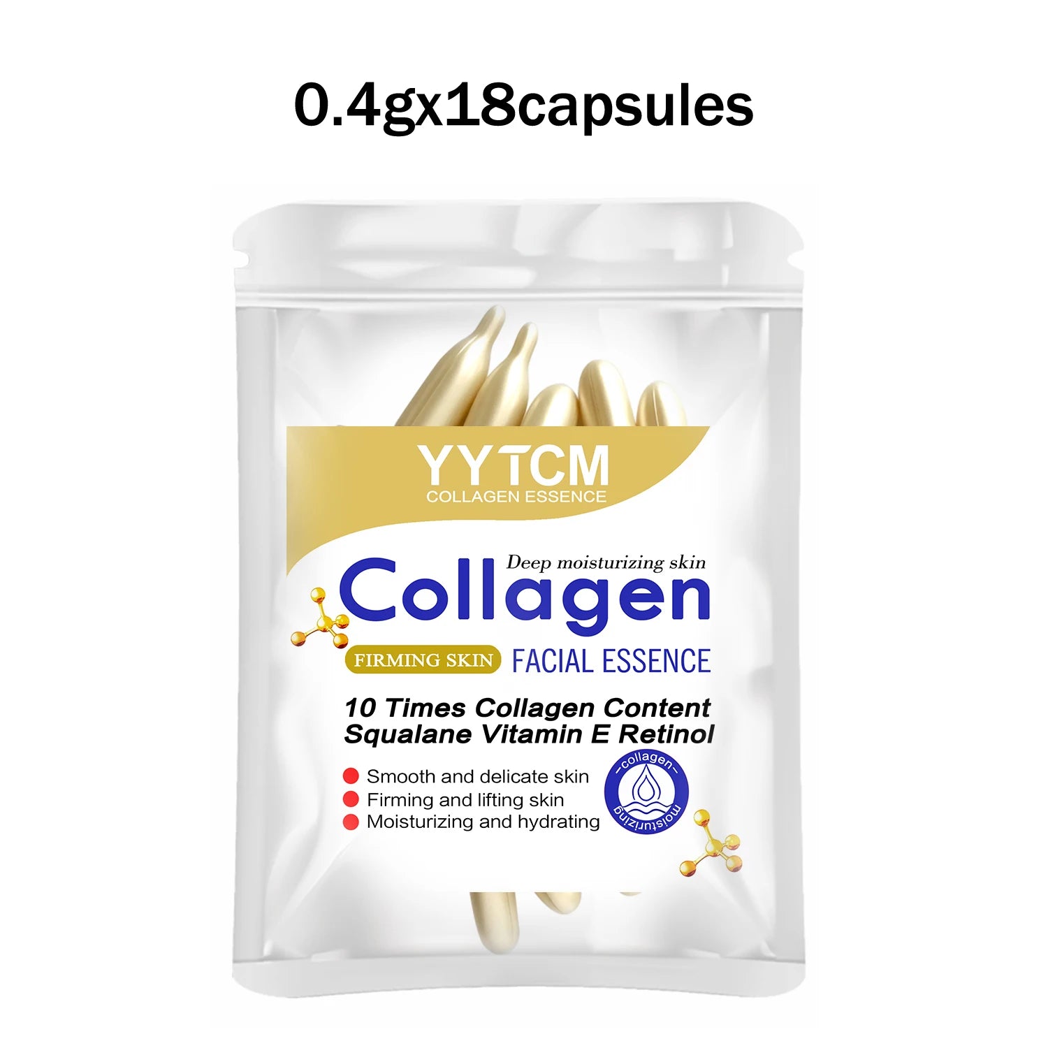 Collagen Firming Capsule Essence, Moisturizing and Smoothing the Skin, Contains Plant-Based Squalane, Retinol, and Vitamin E Deep Hydration Essence (0.4Gx90 Capsules)/Bottle-1 Bottle Oasis Select 1 Bag 18 Capsules
