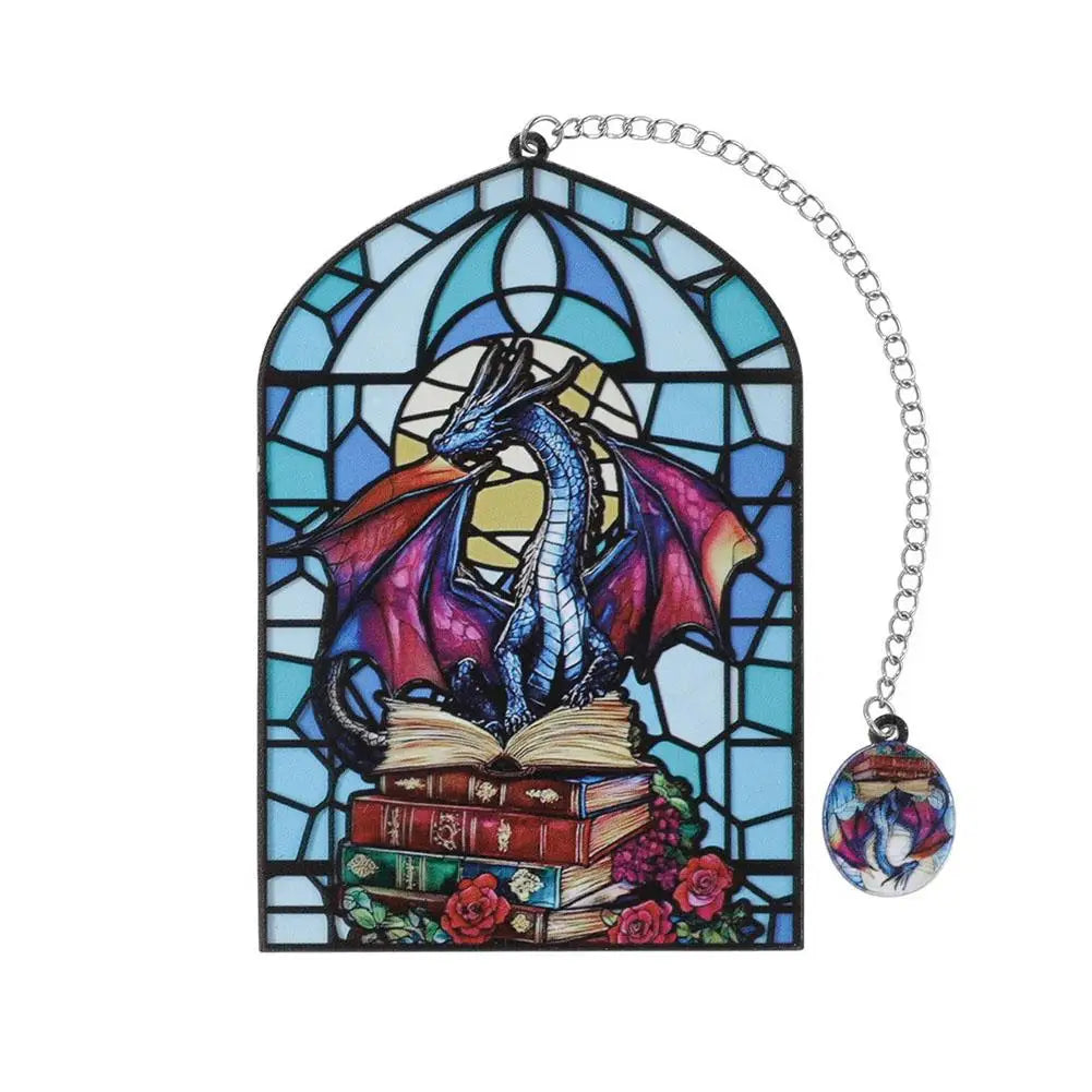 Vintage Stained Glass Dragon Bookmark Fourth Wing Fantasy Stationery Book Lover Gifts Reading Book Accessories Oasis Select A
