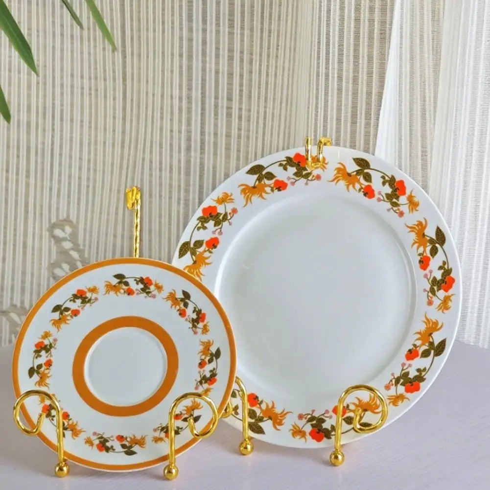 Gold Tea Cup & Saucer Display Rack – Stainless Steel Set of 2