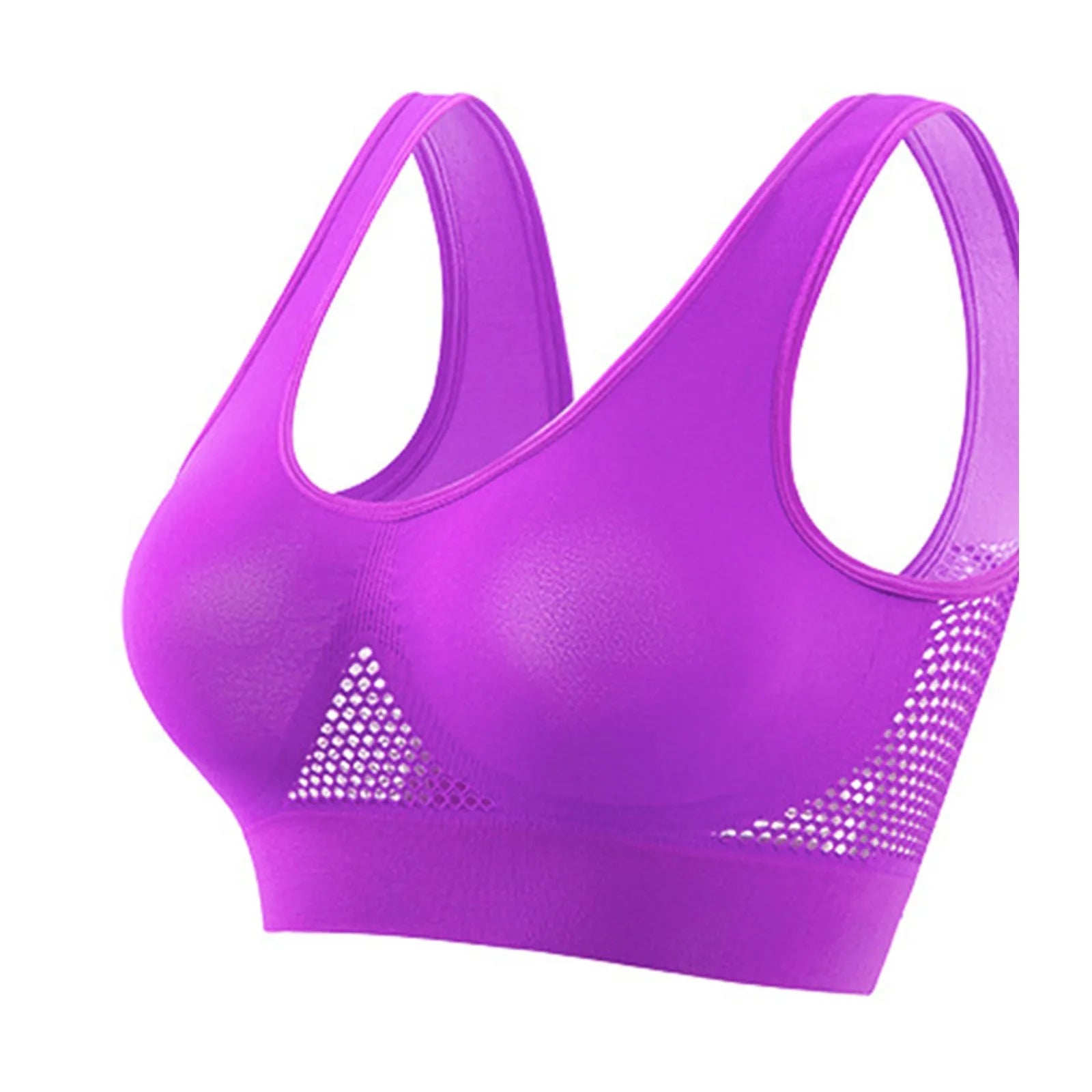 Breathable Sports Bra Top Fitness Women Brassiere Removable Padded Sport Bra Running Gym Seamless Push Up Bras Oasis Select Purple XXXXXL