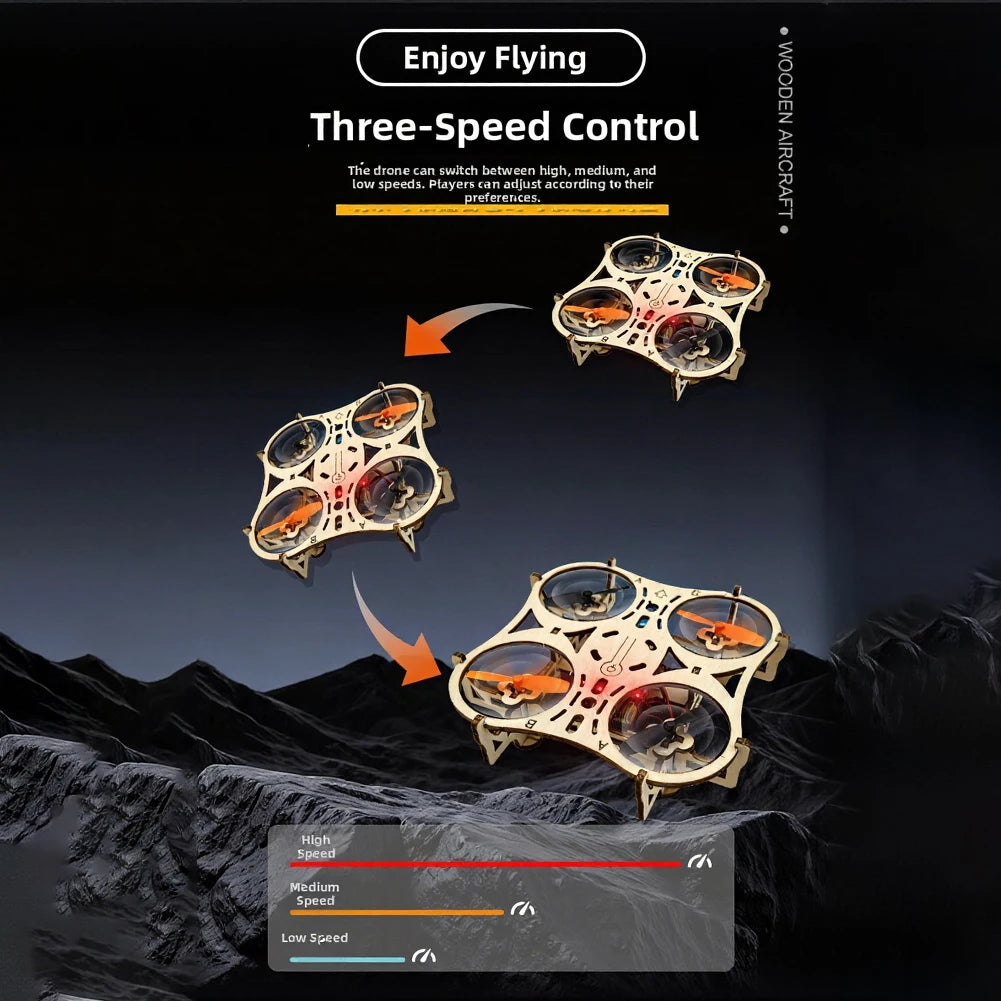 DIY Wooden Drones Model Kit with Intelligent Hovering Function Remote Control Distance 50-70m Battery Life 5-7min Oasis Select