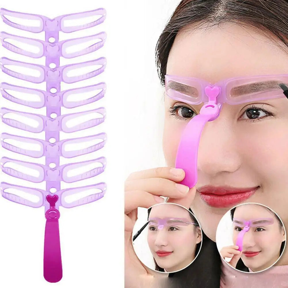 8 in1 Eyebrow Shaping Template Reusable Eyebrows Shaper Stencils Kit Grooming Card Definition Brow Makeup Tools Accessories Oasis Select