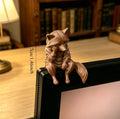 Miniature Thinking Raccoon Figurines Cute Animal Statue Edge Sitter Ornaments for Home Office Desk Monitor and Shelf Decor Gifts Oasis Select Raccoon brown