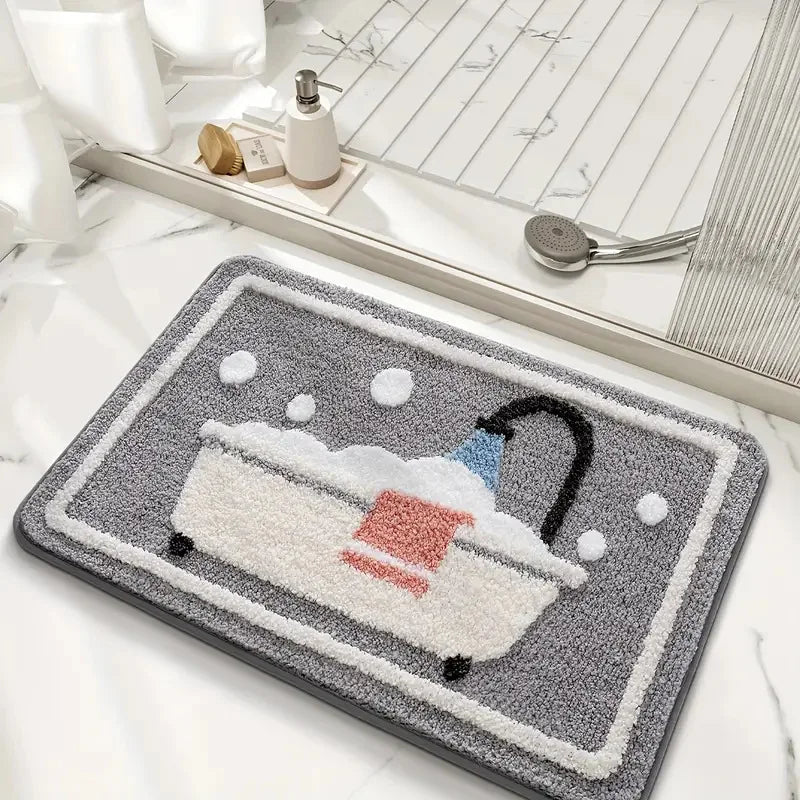 Non-Slip Knit Bath Rug with TPR Backing – Water Absorbent & Machine Washable Polyester Bath Mat for Bathroom, Shower Oasis Select Pink 500MMx800MM