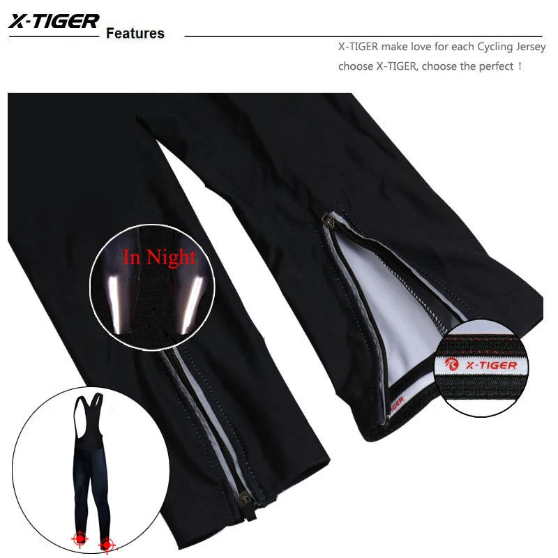 X-TIGER Cycling Bib Trousers Winter Thermal Mountain Bike Pants Bicycle Tights Coolmax 5D Gel Pad Keep Warm Bib Pants Oasis Select