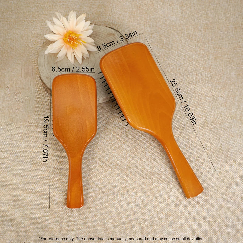 Wooden Paddle Hair Brush Set - Scalp Massage, Anti - Static Detangling, For All Hair Types, Daily Styling & Grooming Oasis Select