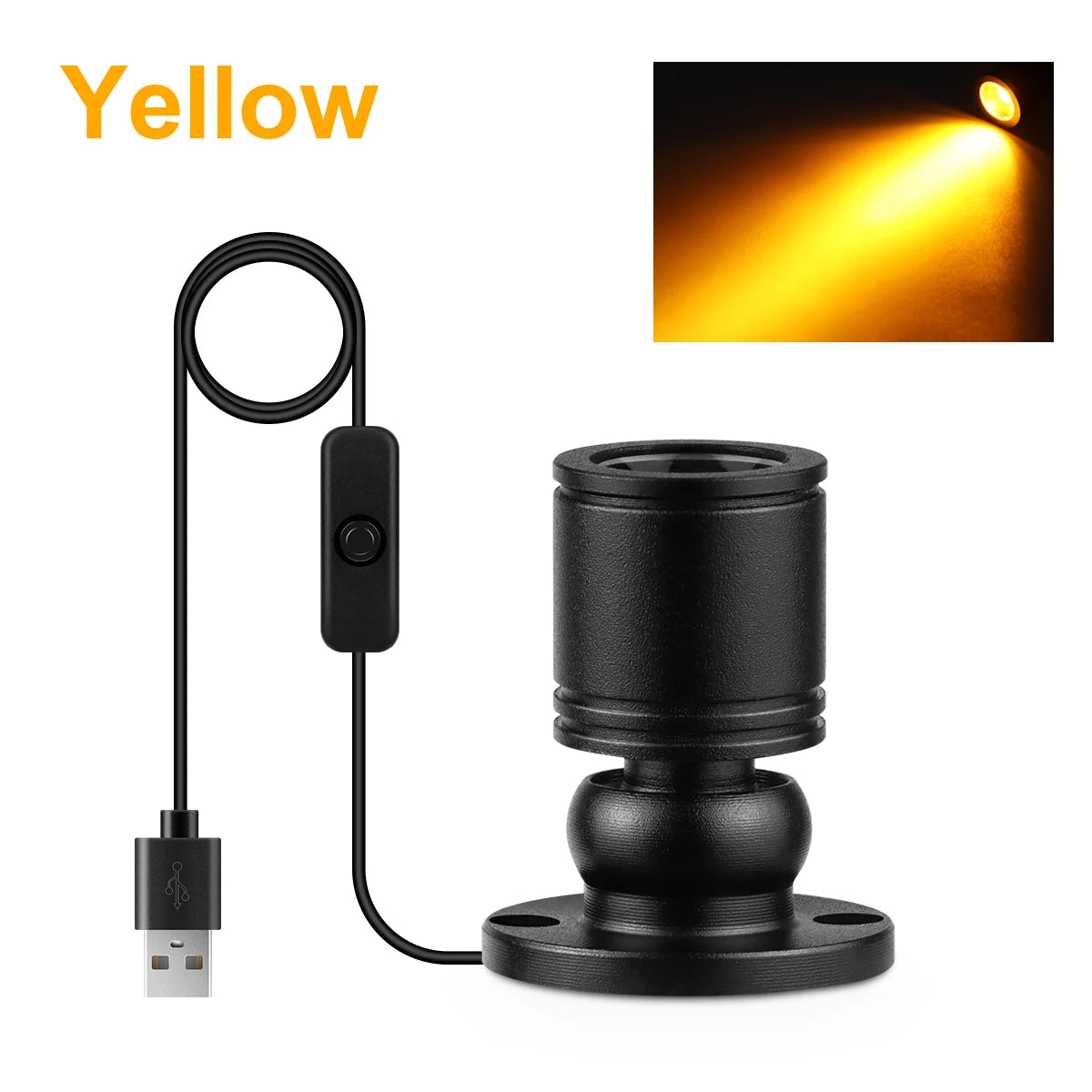 1W Led USB Spotlight With Swtich On/Off,5V USB Charging Port,Atmosphere Decor Lighting for Collectibles Anime Character Models Oasis Select Black Shell Yellow