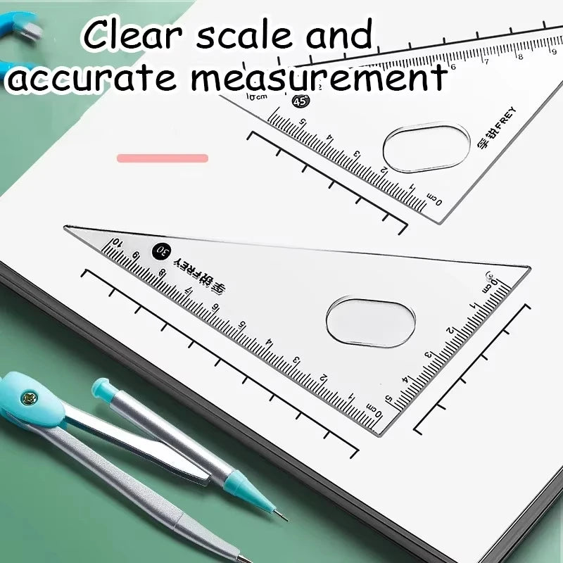 7pcs Student Geometry Tool Set Pastel Color Compass Protractor Ruler Kit with Case for School Drawing & Math Homework Oasis Select