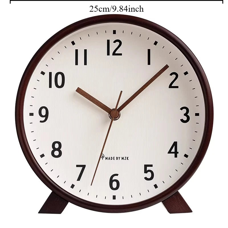 Solid Wood Chinese Retro Clock New Desktop Decoration Living Room Silent Clock Placement Decoration Retro Clock Oasis Select 10inch white