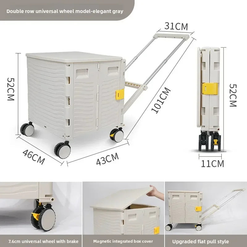 Multi-functional Outdoor camping folding shopping cart household trolley storage box Oasis Select Grey A