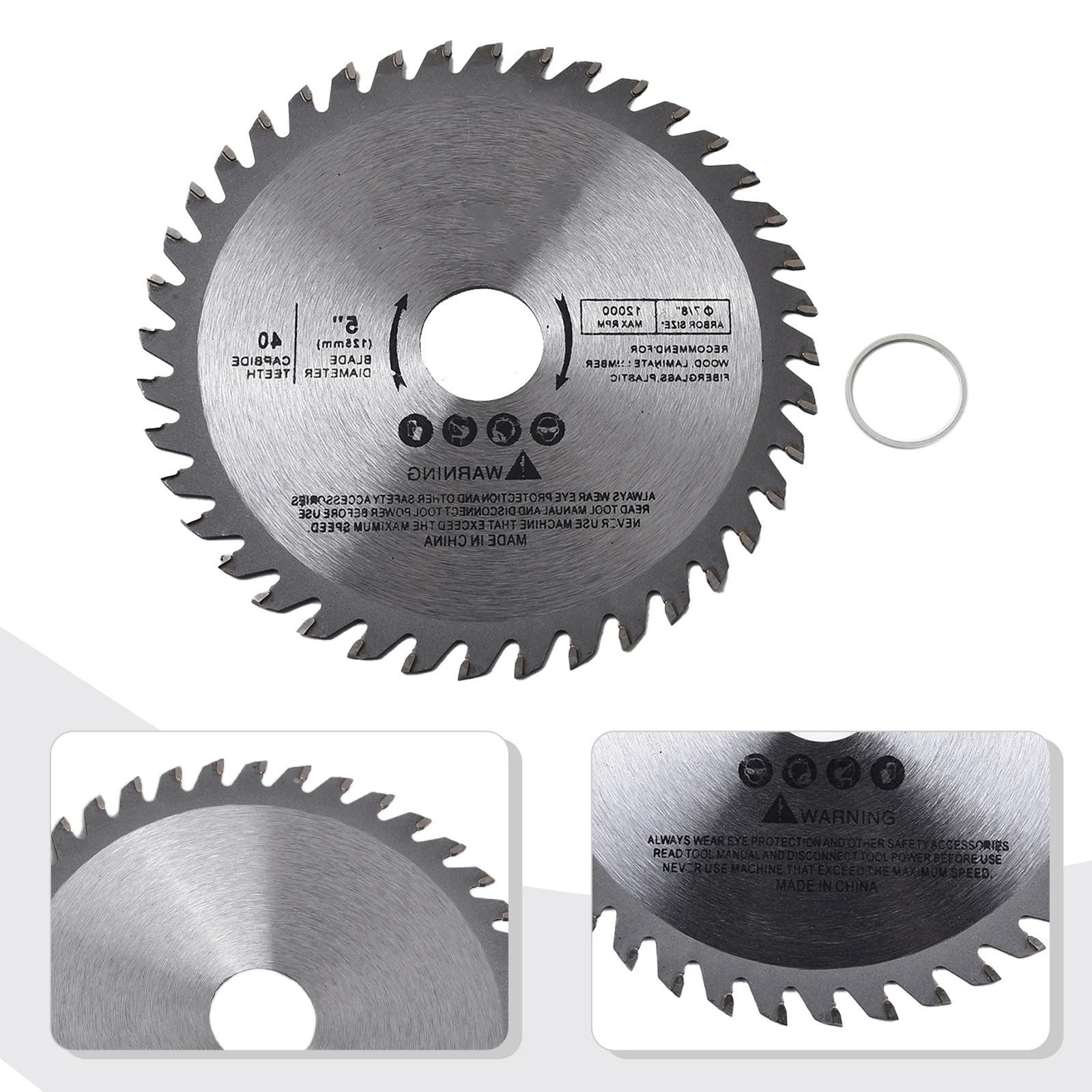 5In Cutting Disc Circular Saw Blade For Wood Carbide Tipped Cutting Tools 1" Bore 40 Teeth Max RPM 5,500 Oasis Select