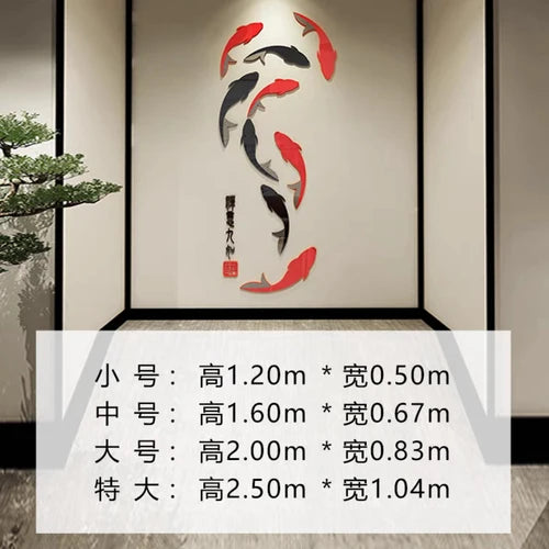 3d three-dimensional acrylic wall stickers living room TV background wall decoration layout 9 fish self-adhesive wall stickers Oasis Select Vertical Super big