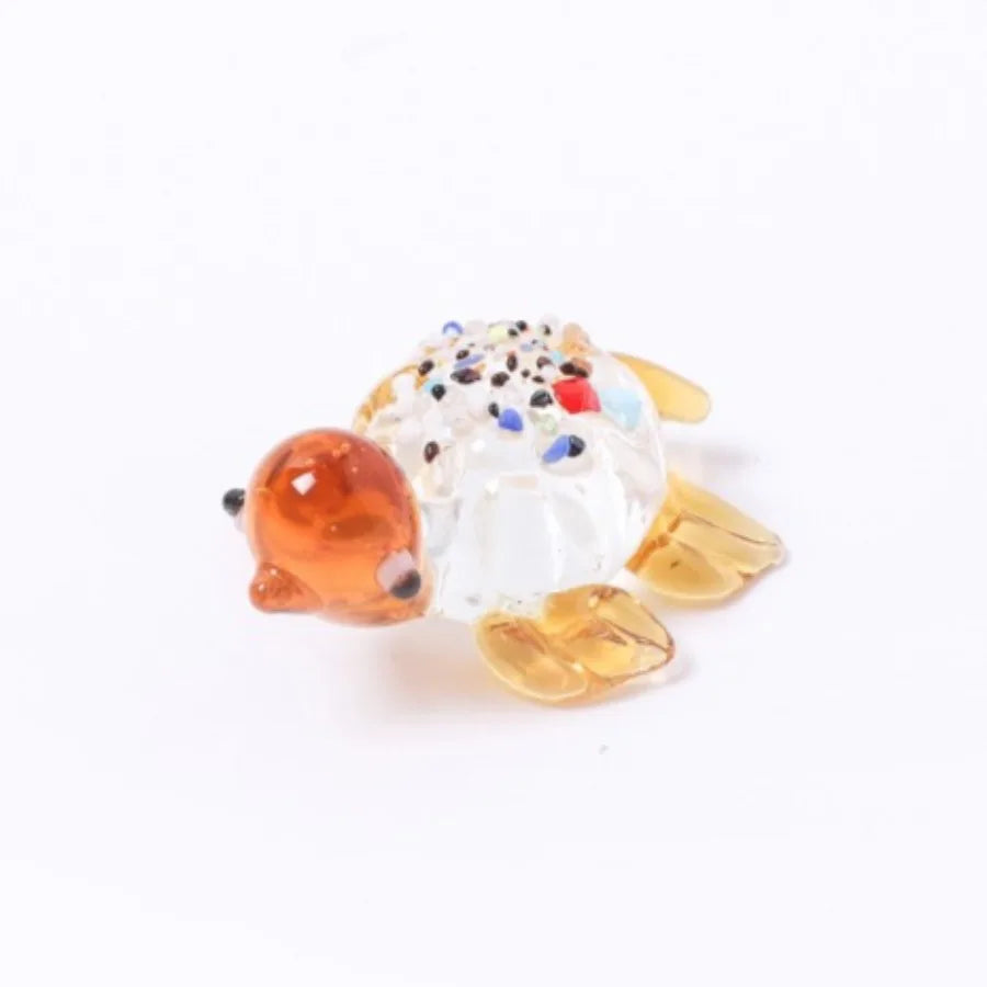 Cute Glass Turtle Miniature Figurine Japan Style Cartoon Sea Animal Ornaments Aquarium Fish Tank Kawaii Decor Accessories Oasis Select Orange