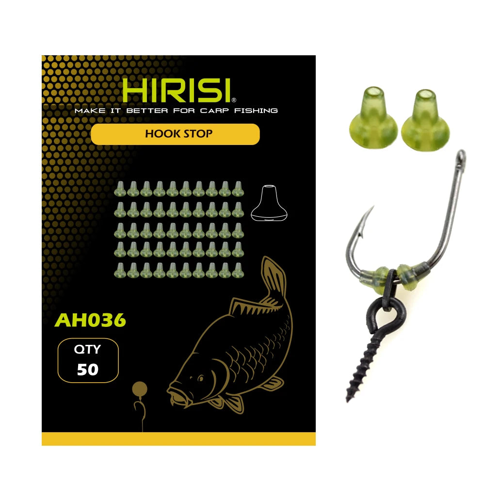 Hirisi 50pcs/Pack Rubber Fishing Rigs Fish Hook Stopper Terminal Tackle Accessories Carp Fishing Positioning Bead Buffer Beans Oasis Select AH036