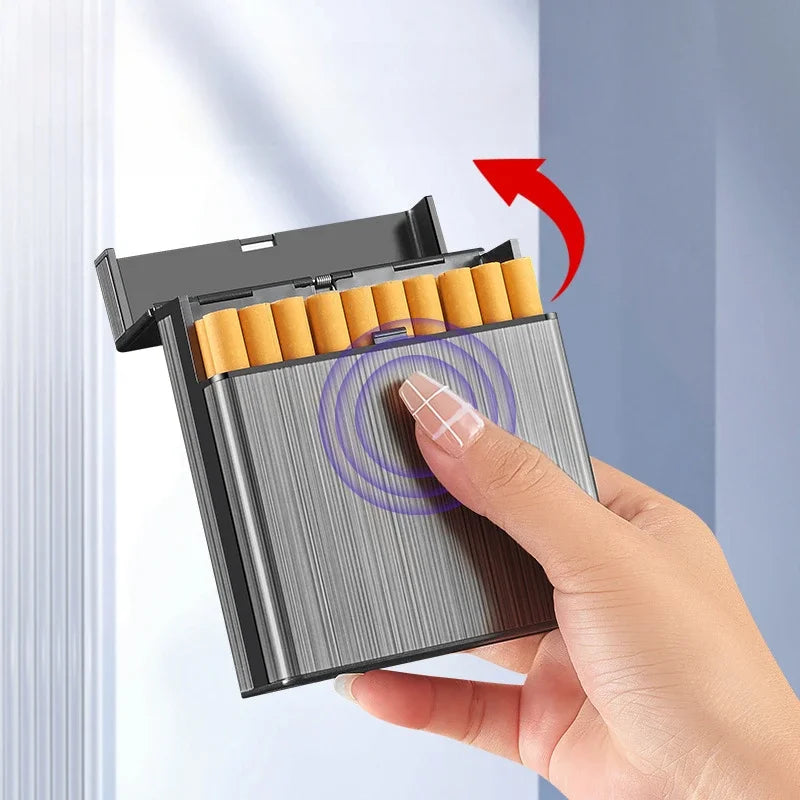 Large Capacity Cigarette Case Automatic Flip Cover Hold 40pcs Cigarettes Anti Pressure Portable Pocket Storage Box Smoking Tools Oasis Select